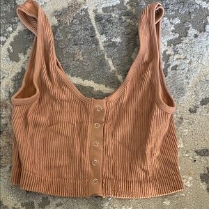 Aerie Ribbed Brown Tank Top